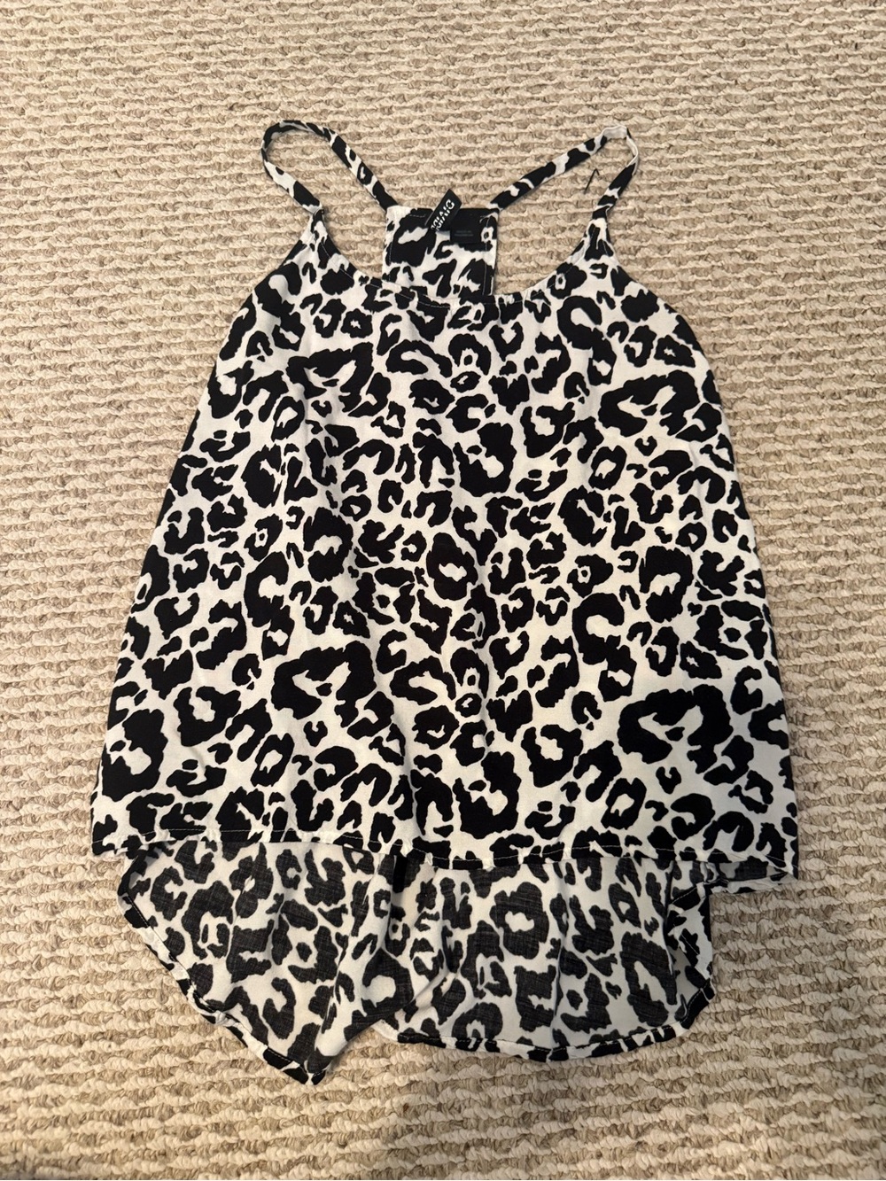 Divided Black and White Leopard Print Tank Top